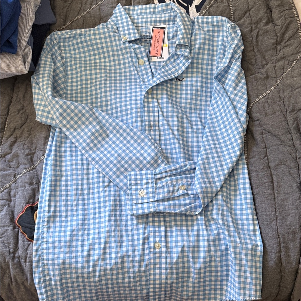 Vineyard vines Light Blue Checkered Shirt boys